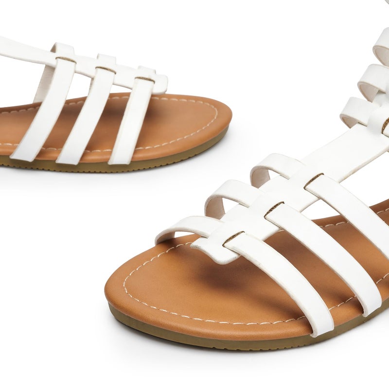 Trary Women's Sandal, Comfortable Gladiator Sandals Ankle Strap Flats Sandalias Para Mujer Beach Sandals Wide Width Open Toe Cross Strappy Sandals for Women Dressy Summer - Image 2